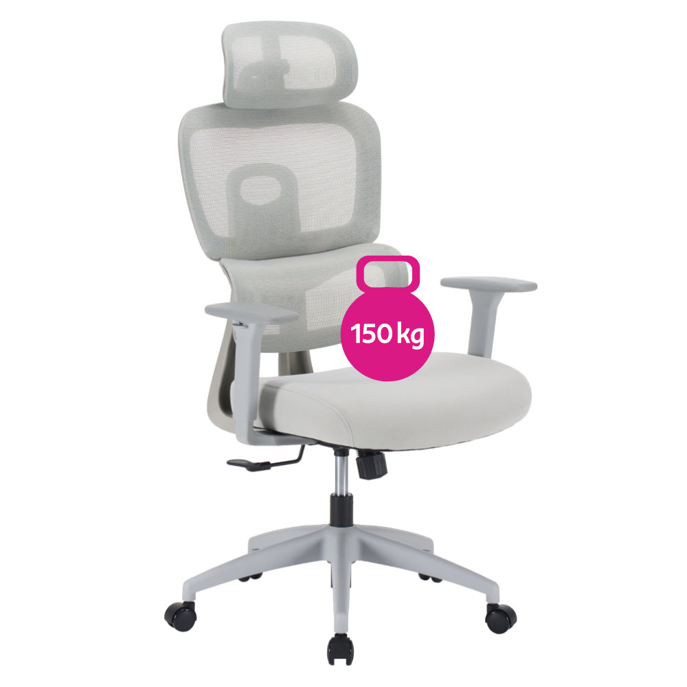 Kancelárske kreslo, svetlosivá/sivá, nosnosť 150 kg, ERMEN